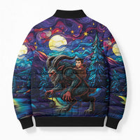 Stained Glass Krampus Bomber Puffer Jacket Gothic Christmas Myth - Wonder Print Shop