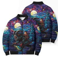 Stained Glass Krampus Bomber Puffer Jacket Gothic Christmas Myth - Wonder Print Shop