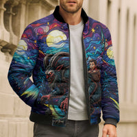 Stained Glass Krampus Bomber Puffer Jacket Gothic Christmas Myth - Wonder Print Shop