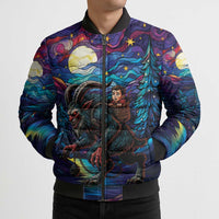 Stained Glass Krampus Bomber Puffer Jacket Gothic Christmas Myth - Wonder Print Shop