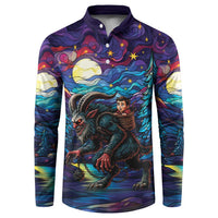 Stained Glass Krampus Button Sweatshirt Gothic Christmas Myth - Wonder Print Shop