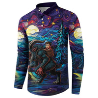 Stained Glass Krampus Button Sweatshirt Gothic Christmas Myth - Wonder Print Shop