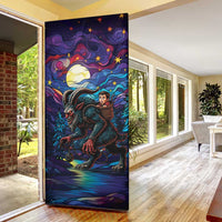 Stained Glass Krampus Door Cover Gothic Christmas Myth - Wonder Print Shop