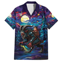 Stained Glass Krampus Family Matching Off Shoulder Maxi Dress and Hawaiian Shirt Gothic Christmas Myth - Wonder Print Shop