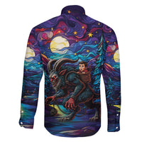 Stained Glass Krampus Family Matching Puletasi and Hawaiian Shirt Gothic Christmas Myth - Wonder Print Shop