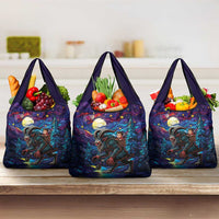 Stained Glass Krampus Grocery Bag Gothic Christmas Myth - Wonder Print Shop