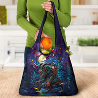 Stained Glass Krampus Grocery Bag Gothic Christmas Myth - Wonder Print Shop