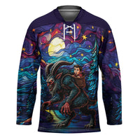 Stained Glass Krampus Hockey Jersey Gothic Christmas Myth - Wonder Print Shop
