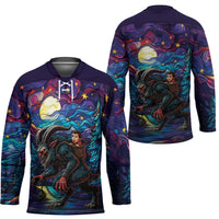 Stained Glass Krampus Hockey Jersey Gothic Christmas Myth - Wonder Print Shop