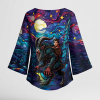 Stained Glass Krampus Kimono Sleeve Blouse Gothic Christmas Myth - Wonder Print Shop