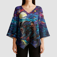 Stained Glass Krampus Kimono Sleeve Blouse Gothic Christmas Myth - Wonder Print Shop