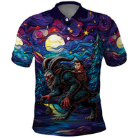 Stained Glass Krampus Polo Shirt Gothic Christmas Myth - Wonder Print Shop