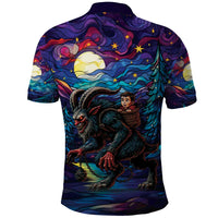 Stained Glass Krampus Polo Shirt Gothic Christmas Myth - Wonder Print Shop