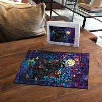 Stained Glass Krampus Puzzle Gothic Christmas Myth - Wonder Print Shop