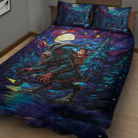 Stained Glass Krampus Quilt Bed Set Gothic Christmas Myth - Wonder Print Shop