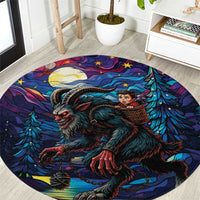 Stained Glass Krampus Round Carpet Gothic Christmas Myth - Wonder Print Shop