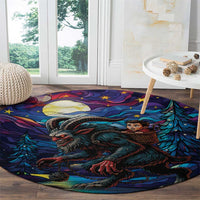 Stained Glass Krampus Round Carpet Gothic Christmas Myth - Wonder Print Shop