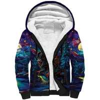 Stained Glass Krampus Sherpa Hoodie Gothic Christmas Myth - Wonder Print Shop