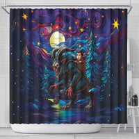 Stained Glass Krampus Shower Curtain Gothic Christmas Myth - Wonder Print Shop