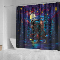 Stained Glass Krampus Shower Curtain Gothic Christmas Myth - Wonder Print Shop