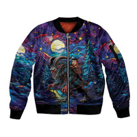 Stained Glass Krampus Sleeve Zip Bomber Jacket Gothic Christmas Myth - Wonder Print Shop