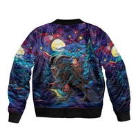 Stained Glass Krampus Sleeve Zip Bomber Jacket Gothic Christmas Myth - Wonder Print Shop