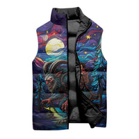 Stained Glass Krampus Sleeveless Puffer Jacket Gothic Christmas Myth - Wonder Print Shop