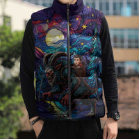 Stained Glass Krampus Sleeveless Puffer Jacket Gothic Christmas Myth - Wonder Print Shop