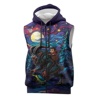 Stained Glass Krampus Sleeveless Zip Hoodie Gothic Christmas Myth - Wonder Print Shop