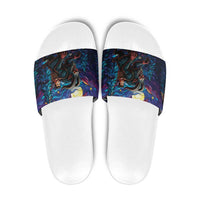 Stained Glass Krampus Slide Sandals Gothic Christmas Myth - Wonder Print Shop