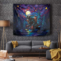 Stained Glass Krampus Tapestry Gothic Christmas Myth - Wonder Print Shop