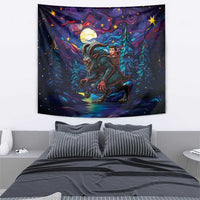 Stained Glass Krampus Tapestry Gothic Christmas Myth - Wonder Print Shop