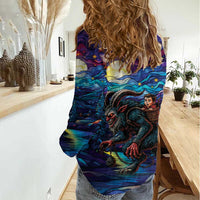 Stained Glass Krampus Women Casual Shirt Gothic Christmas Myth - Wonder Print Shop