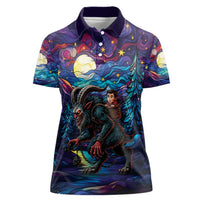 Stained Glass Krampus Women Polo Shirt Gothic Christmas Myth - Wonder Print Shop