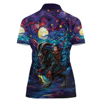 Stained Glass Krampus Women Polo Shirt Gothic Christmas Myth - Wonder Print Shop