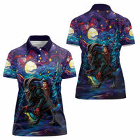 Stained Glass Krampus Women Polo Shirt Gothic Christmas Myth - Wonder Print Shop