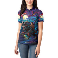 Stained Glass Krampus Women Polo Shirt Gothic Christmas Myth - Wonder Print Shop