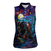 Stained Glass Krampus Women Sleeveless Polo Shirt Gothic Christmas Myth - Wonder Print Shop