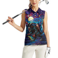 Stained Glass Krampus Women Sleeveless Polo Shirt Gothic Christmas Myth - Wonder Print Shop