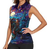 Stained Glass Krampus Women Sleeveless Polo Shirt Gothic Christmas Myth - Wonder Print Shop