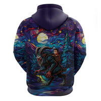 Stained Glass Krampus Zip Hoodie Gothic Christmas Myth - Wonder Print Shop
