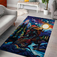 Stained Glass Krampus Area Rug Folklore Horror Art - Wonder Print Shop