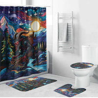 Stained Glass Krampus Bathroom Set Folklore Horror Art - Wonder Print Shop
