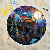 Stained Glass Krampus Beach Blanket Folklore Horror Art - Wonder Print Shop