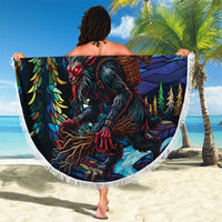 Stained Glass Krampus Beach Blanket Folklore Horror Art - Wonder Print Shop