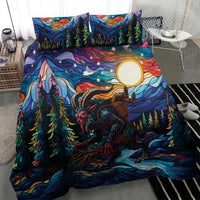 Stained Glass Krampus Bedding Set Folklore Horror Art - Wonder Print Shop