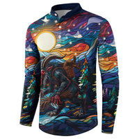 Stained Glass Krampus Button Sweatshirt Folklore Horror Art - Wonder Print Shop