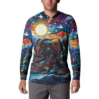 Stained Glass Krampus Button Sweatshirt Folklore Horror Art - Wonder Print Shop