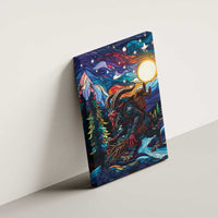Stained Glass Krampus Canvas Wall Art Folklore Horror Art - Wonder Print Shop