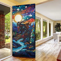 Stained Glass Krampus Door Cover Folklore Horror Art - Wonder Print Shop